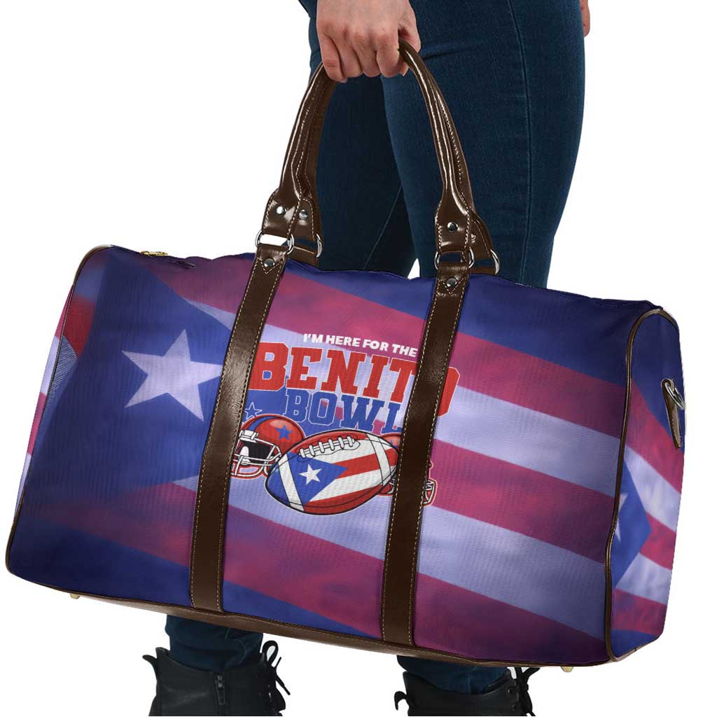 Benito Bowl Fan Gear Travel Bag with Puerto Rican Flag Football Graphic