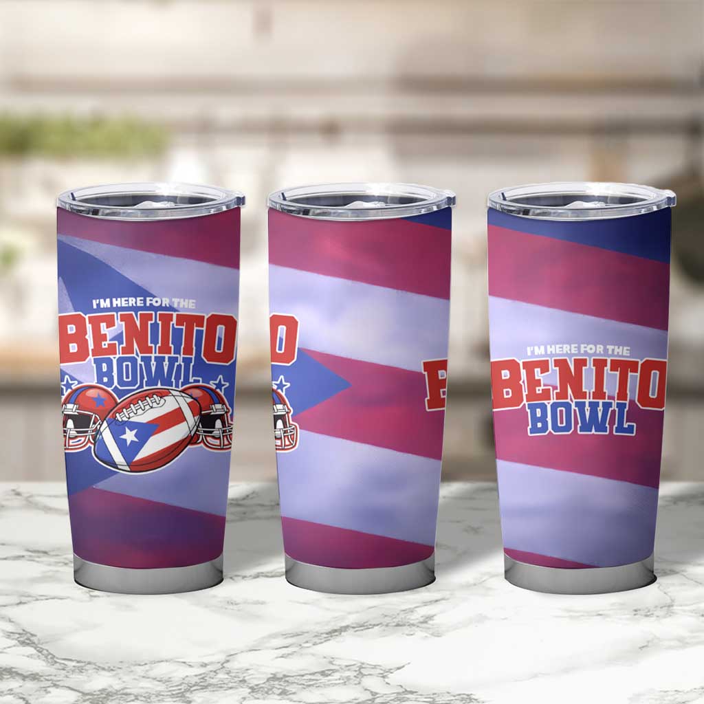 Benito Bowl Fan Gear Tumbler Cup with Puerto Rican Flag Football Graphic