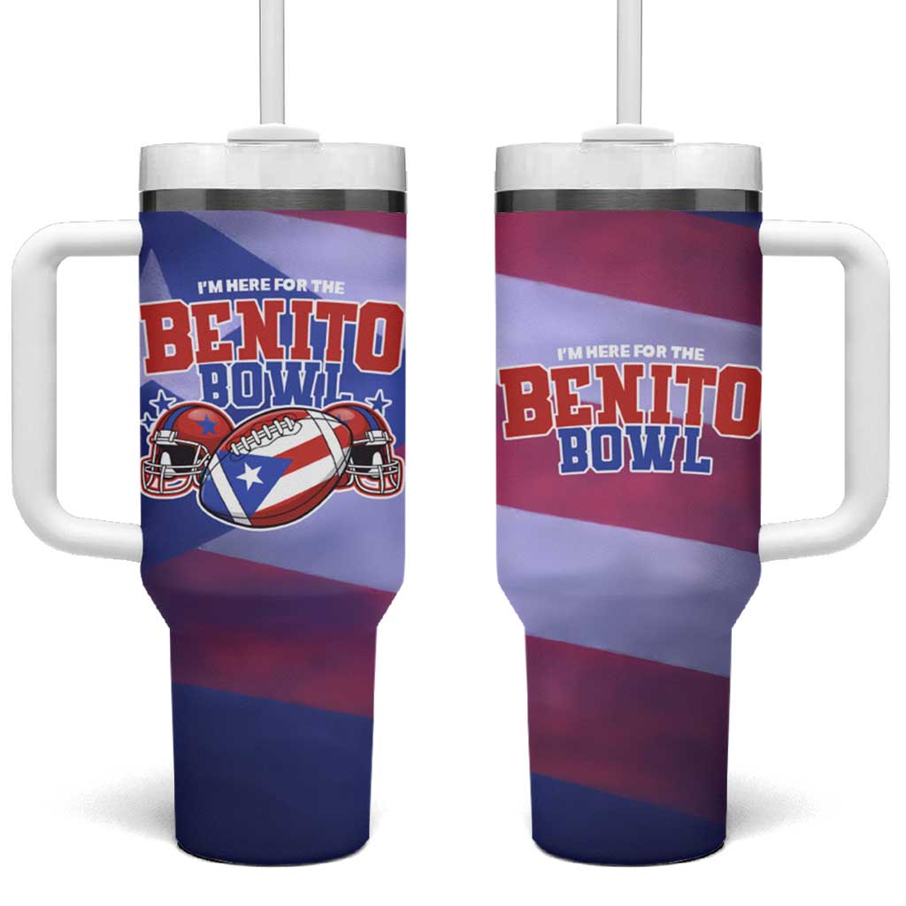 Benito Bowl Fan Gear Tumbler With Handle with Puerto Rican Flag Football Graphic