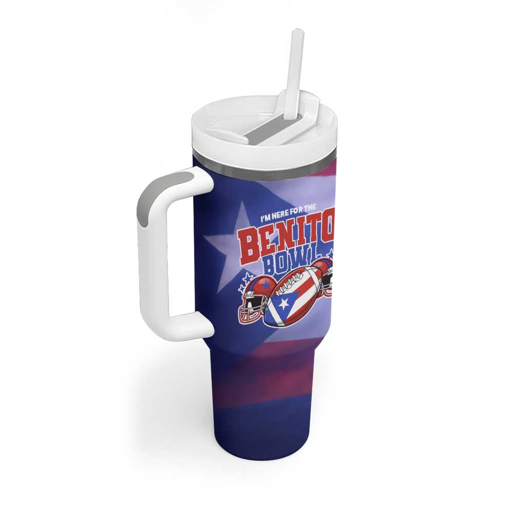 Benito Bowl Fan Gear Tumbler With Handle with Puerto Rican Flag Football Graphic