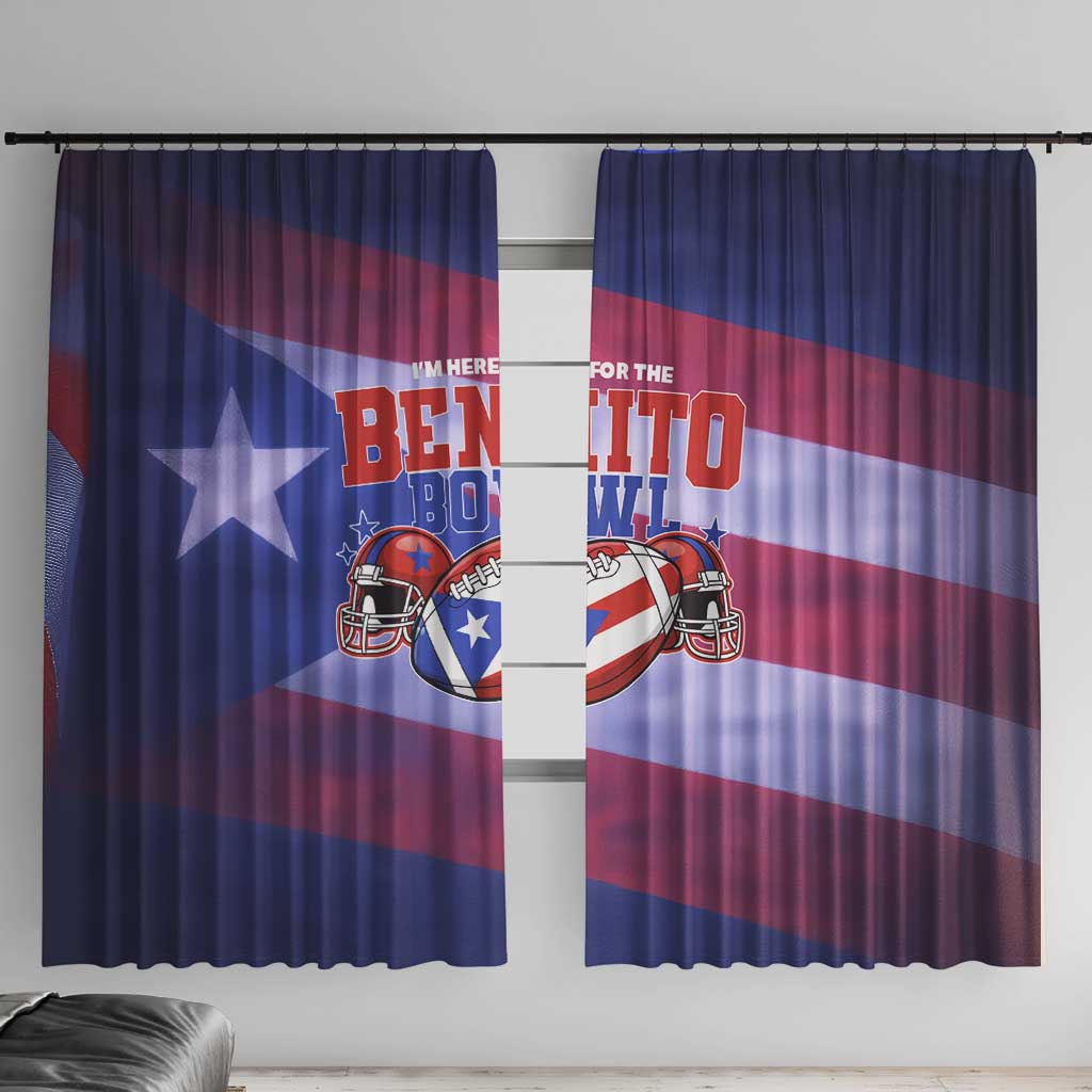 Benito Bowl Fan Gear Window Curtain with Puerto Rican Flag Football Graphic
