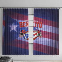 Benito Bowl Fan Gear Window Curtain with Puerto Rican Flag Football Graphic