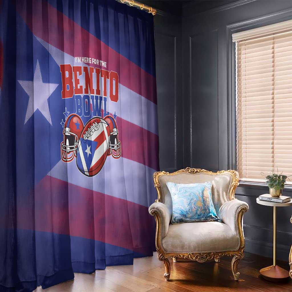 Benito Bowl Fan Gear Window Curtain with Puerto Rican Flag Football Graphic