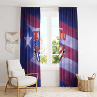 Benito Bowl Fan Gear Window Curtain with Puerto Rican Flag Football Graphic