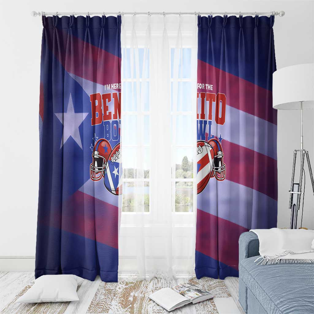 Benito Bowl Fan Gear Window Curtain with Puerto Rican Flag Football Graphic