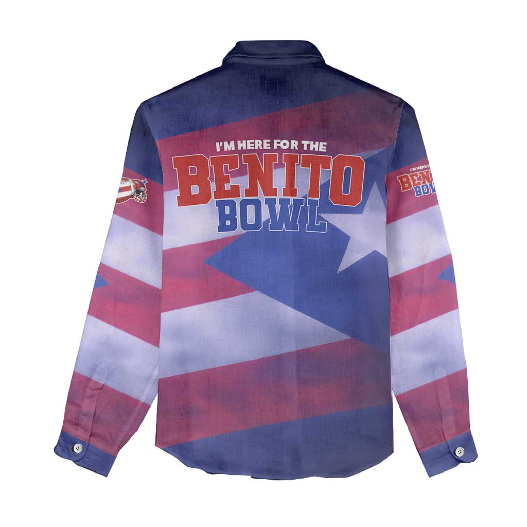 Benito Bowl Fan Gear Women Casual Shirt with Puerto Rican Flag Football Graphic