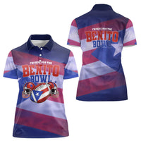 Benito Bowl Fan Gear Women Polo Shirt with Puerto Rican Flag Football Graphic
