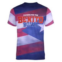 Benito Bowl Fan Gear Women V-Neck T-Shirt with Puerto Rican Flag Football Graphic