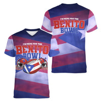 Benito Bowl Fan Gear Women V-Neck T-Shirt with Puerto Rican Flag Football Graphic