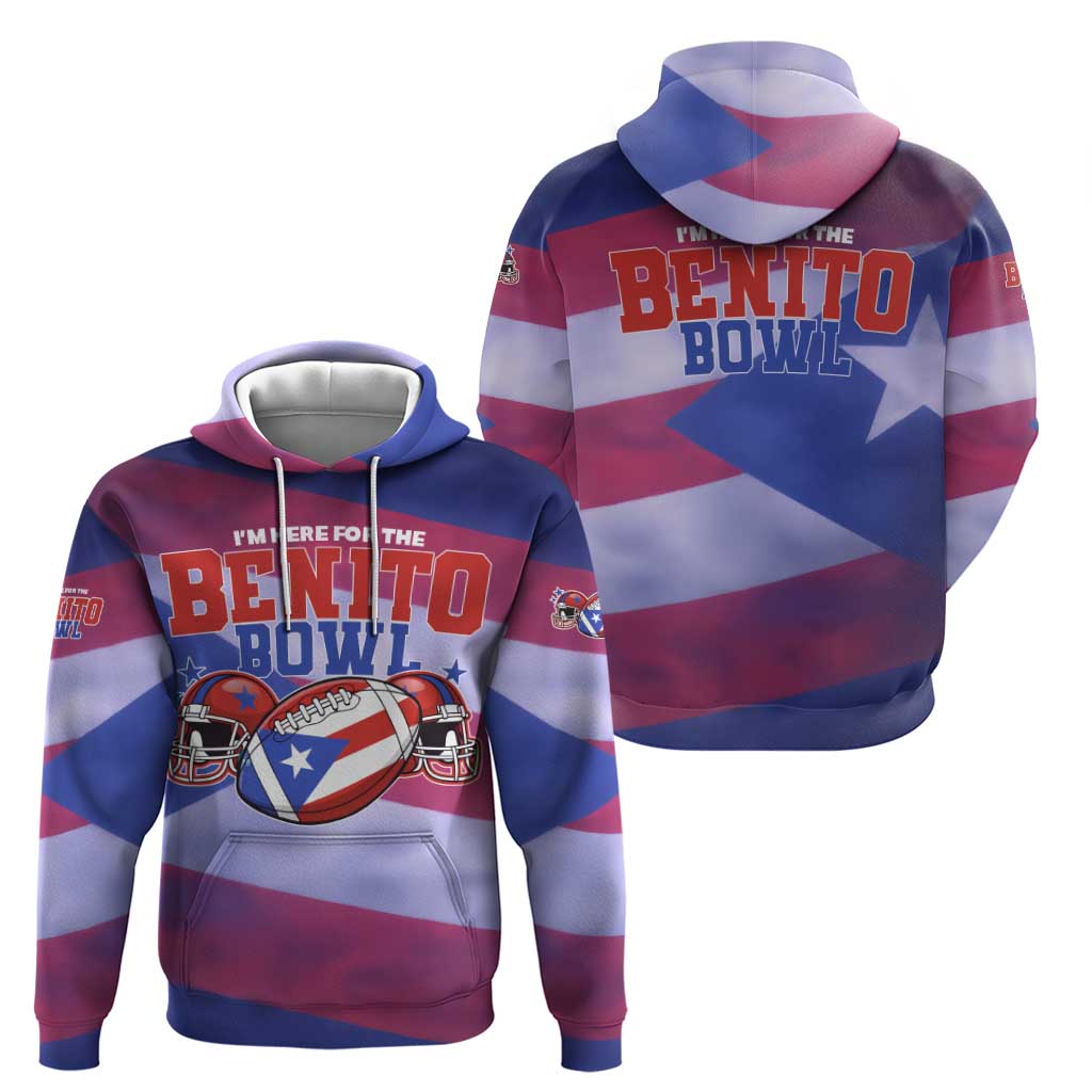 Benito Bowl Fan Gear Zip Hoodie with Puerto Rican Flag Football Graphic