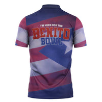 Benito Bowl Fan Gear Zipper Polo Shirt with Puerto Rican Flag Football Graphic