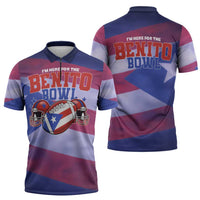Benito Bowl Fan Gear Zipper Polo Shirt with Puerto Rican Flag Football Graphic