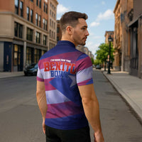 Benito Bowl Fan Gear Zipper Polo Shirt with Puerto Rican Flag Football Graphic