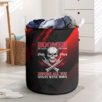 Boomer Generation Laundry Basket with Skull Crossbones and Grunge Streak Pattern
