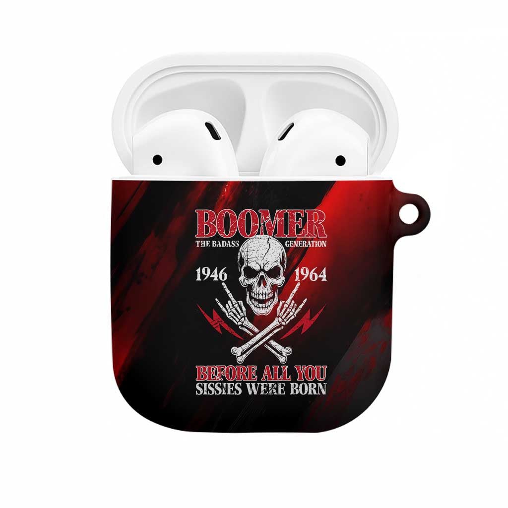 Boomer Generation AirPods Case with Skull Crossbones and Grunge Streak Pattern