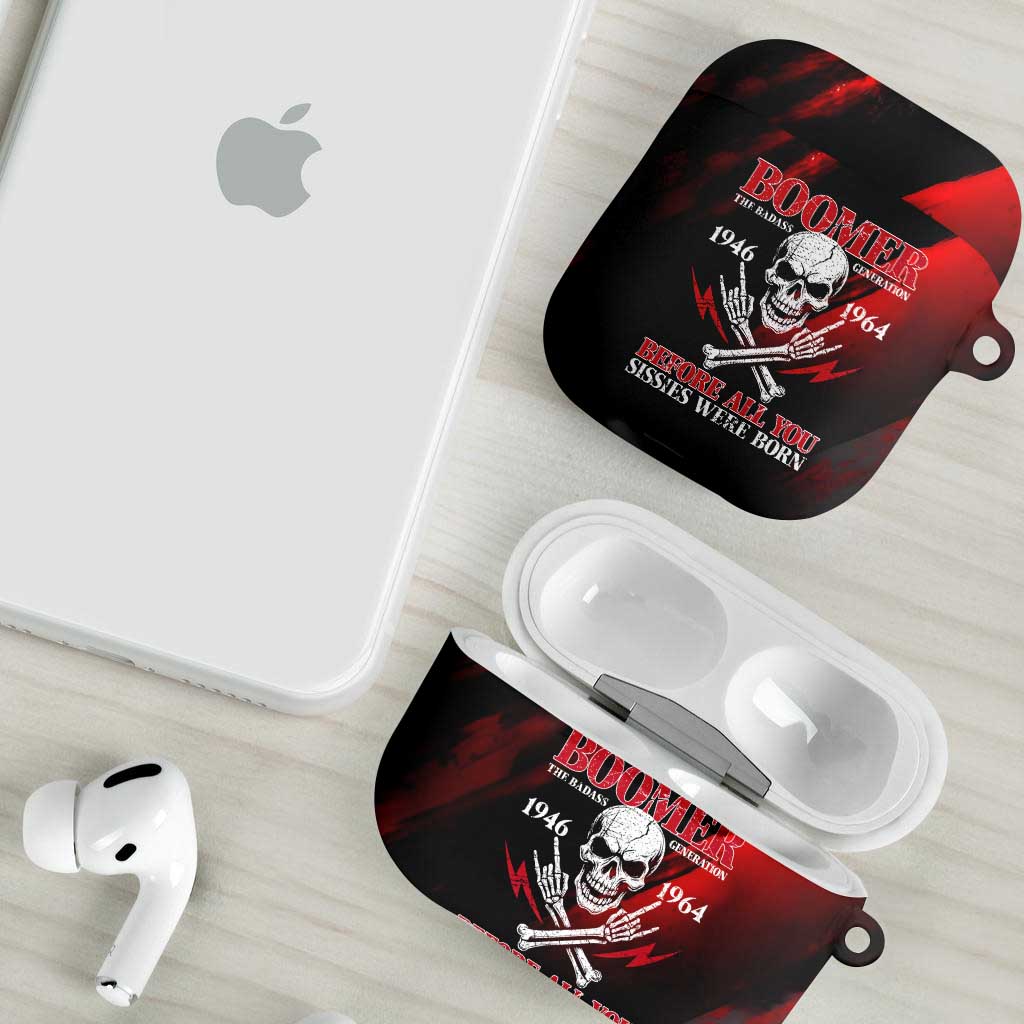 Boomer Generation AirPods Case with Skull Crossbones and Grunge Streak Pattern