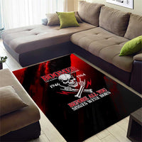Boomer Generation Area Rug with Skull Crossbones and Grunge Streak Pattern