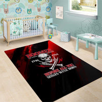 Boomer Generation Area Rug with Skull Crossbones and Grunge Streak Pattern
