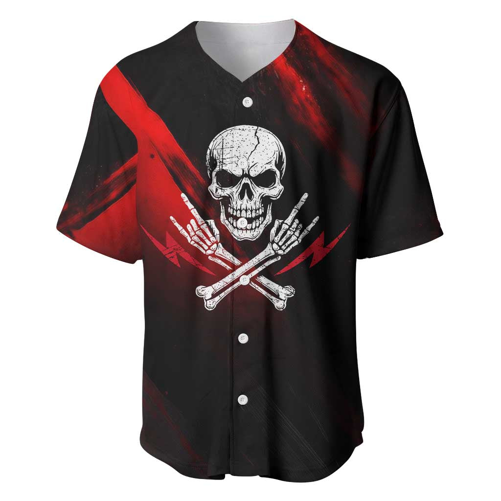 Boomer Generation Baseball Jersey with Skull Crossbones and Grunge Streak Pattern