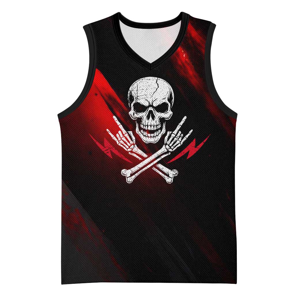 Boomer Generation Basketball Jersey with Skull Crossbones and Grunge Streak Pattern