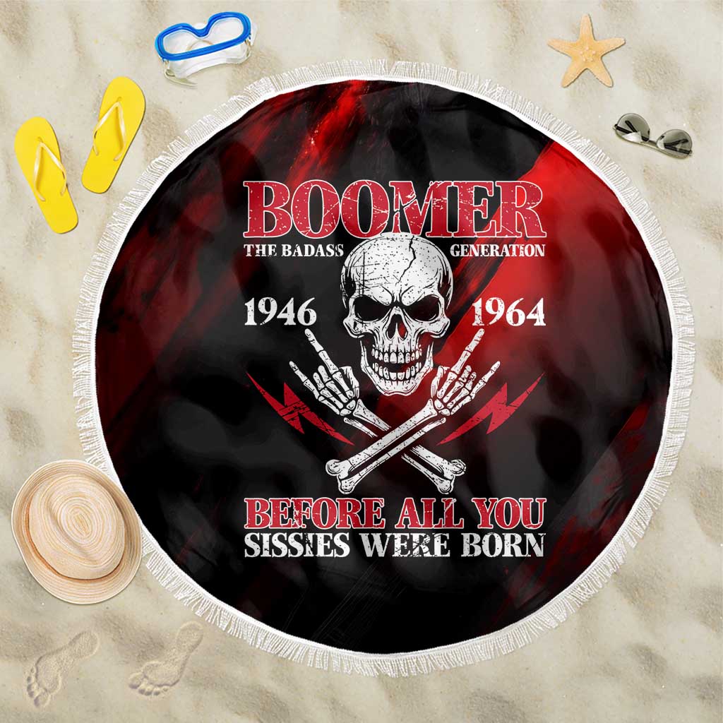 Boomer Generation Beach Blanket with Skull Crossbones and Grunge Streak Pattern