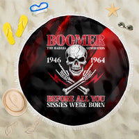 Boomer Generation Beach Blanket with Skull Crossbones and Grunge Streak Pattern