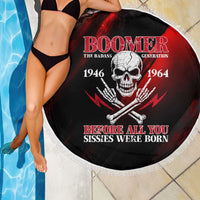 Boomer Generation Beach Blanket with Skull Crossbones and Grunge Streak Pattern