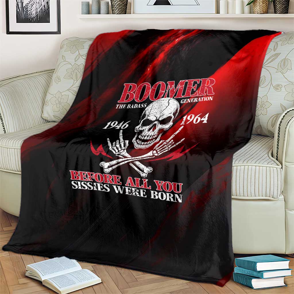 Boomer Generation Blanket with Skull Crossbones and Grunge Streak Pattern