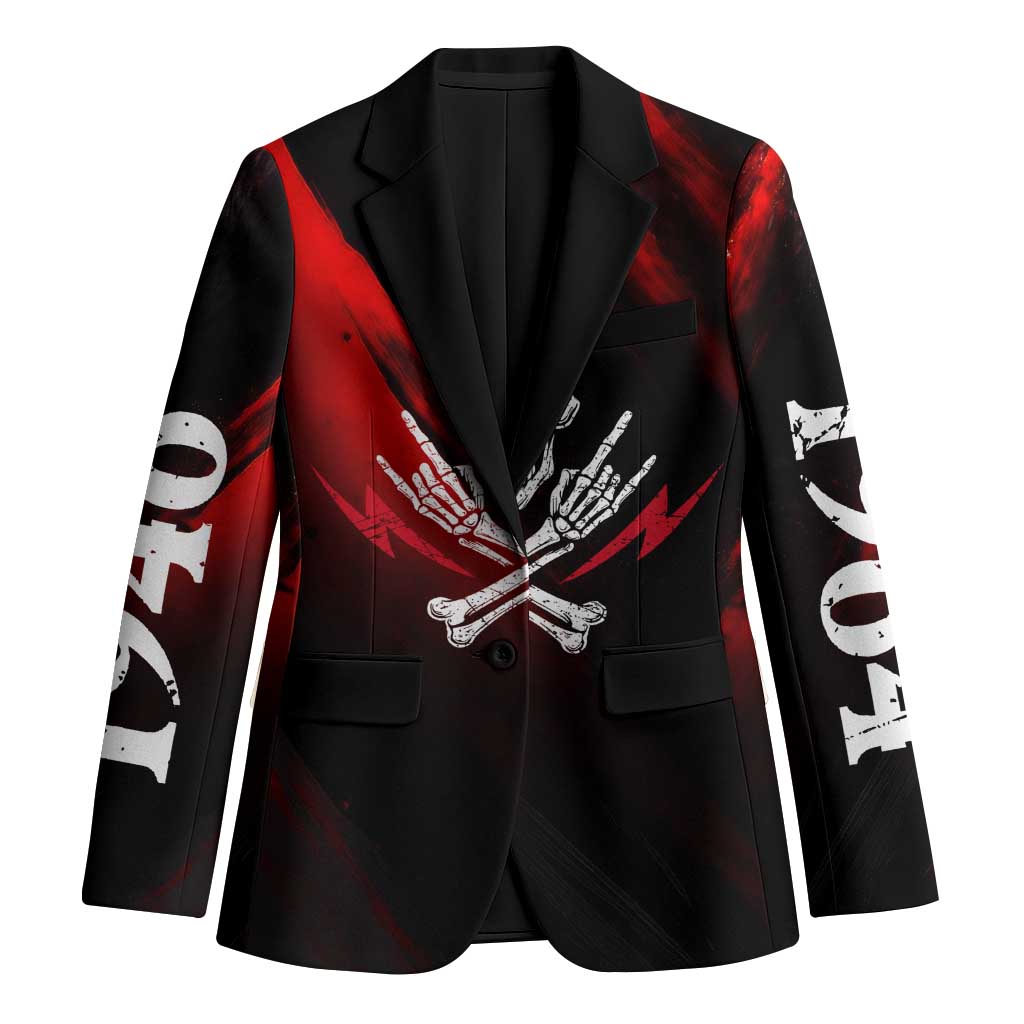 Boomer Generation Blazer with Skull Crossbones and Grunge Streak Pattern