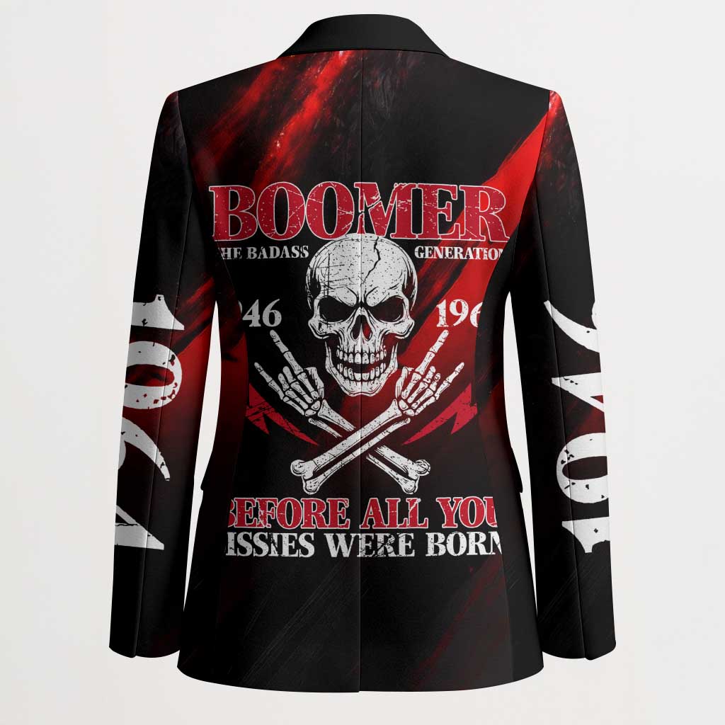 Boomer Generation Blazer with Skull Crossbones and Grunge Streak Pattern