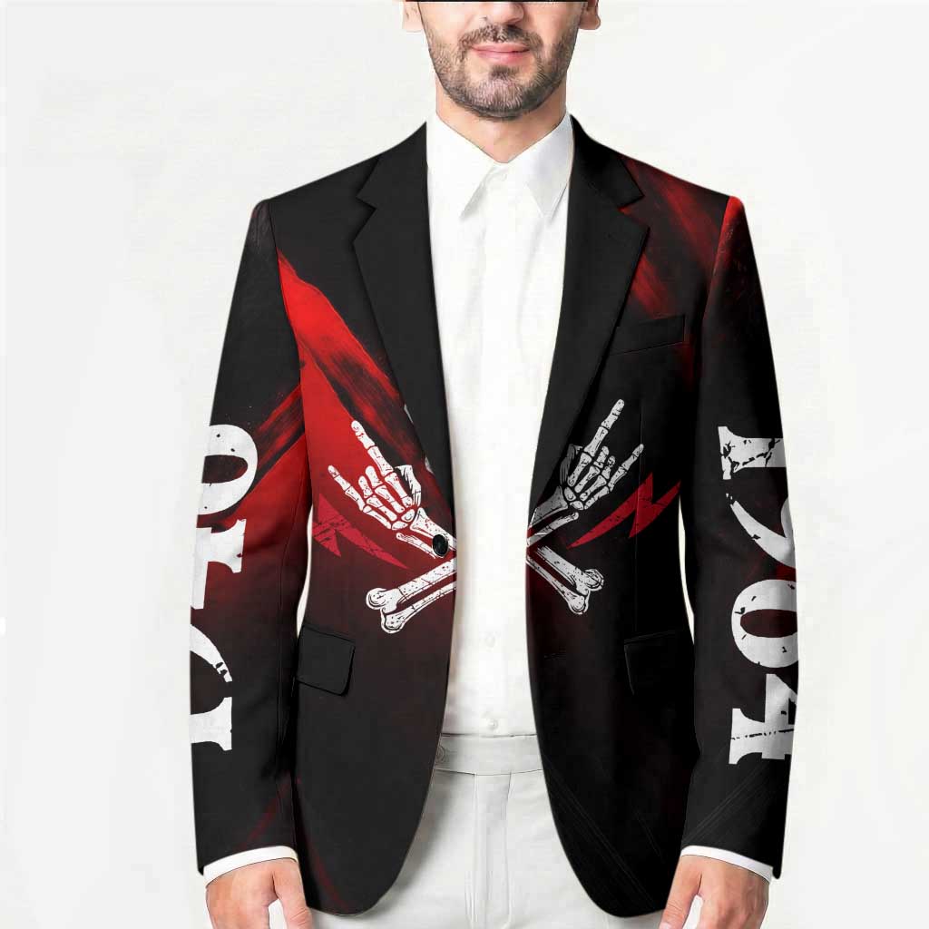 Boomer Generation Blazer with Skull Crossbones and Grunge Streak Pattern