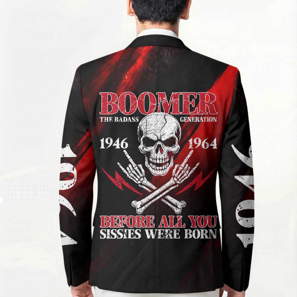 Boomer Generation Blazer with Skull Crossbones and Grunge Streak Pattern