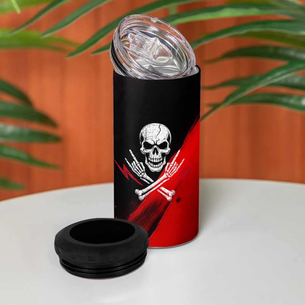 Boomer Generation 4 in 1 Can Cooler Tumbler with Skull Crossbones and Grunge Streak Pattern