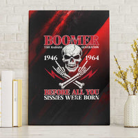 Boomer Generation Canvas Wall Art with Skull Crossbones and Grunge Streak Pattern
