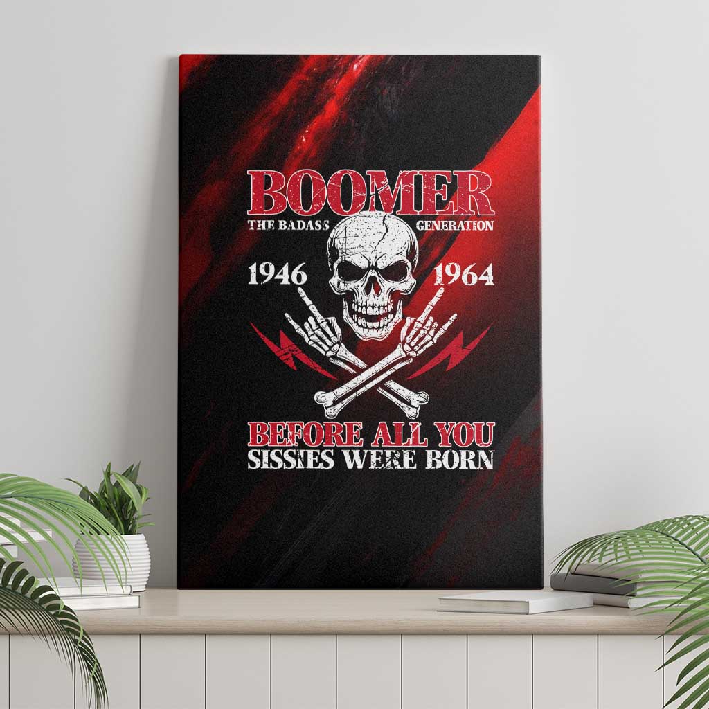 Boomer Generation Canvas Wall Art with Skull Crossbones and Grunge Streak Pattern