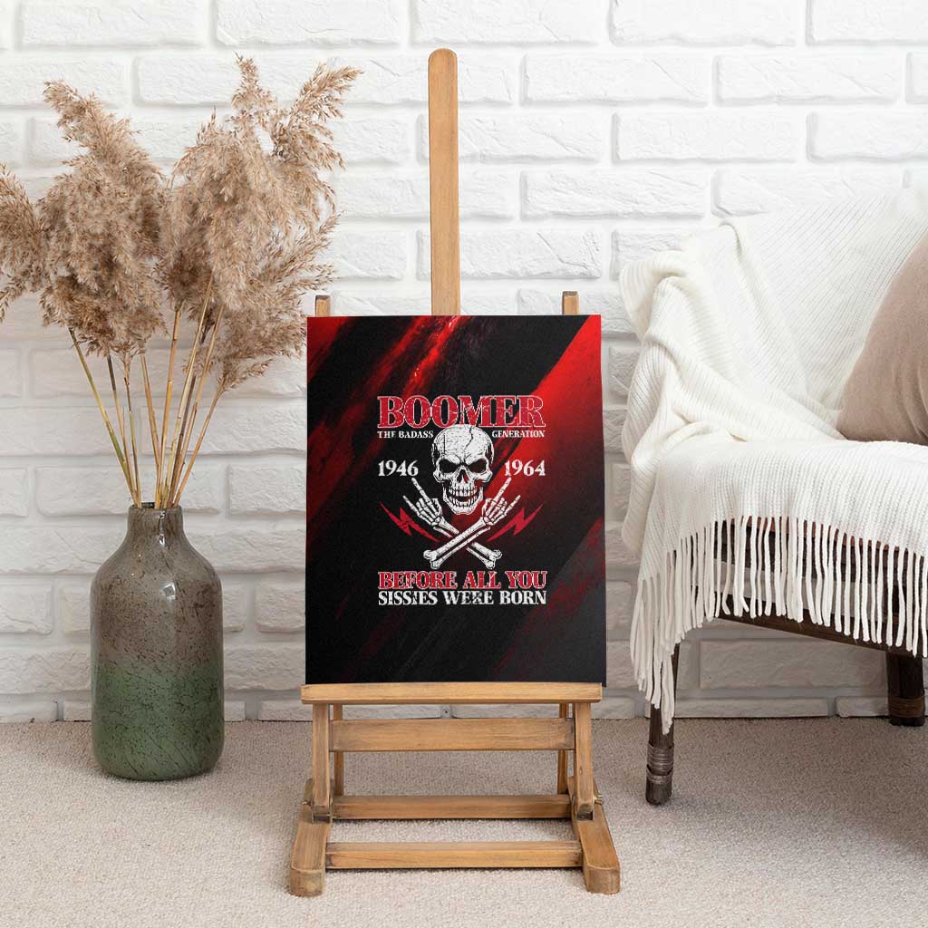 Boomer Generation Canvas Wall Art with Skull Crossbones and Grunge Streak Pattern