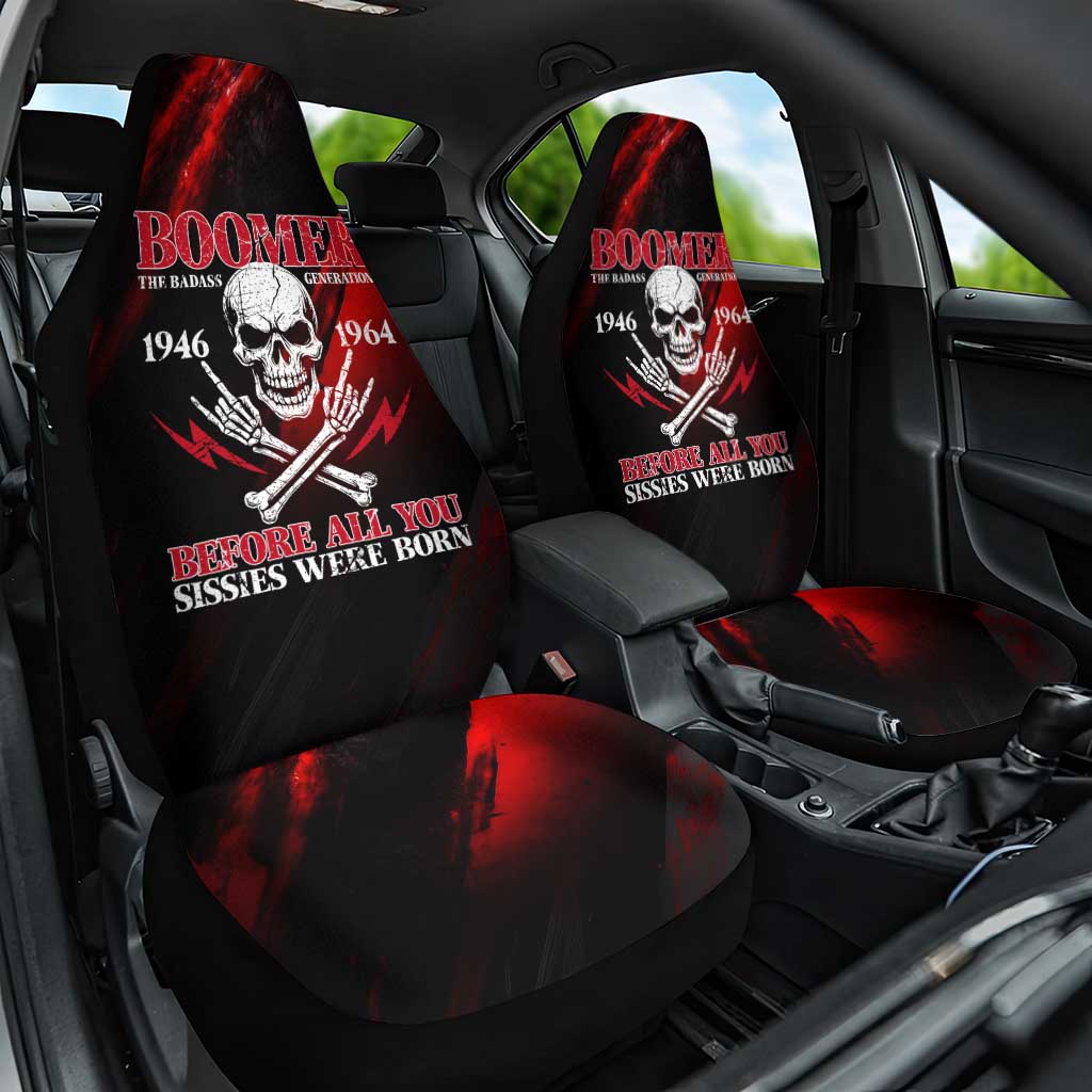Boomer Generation Car Seat Cover with Skull Crossbones and Grunge Streak Pattern