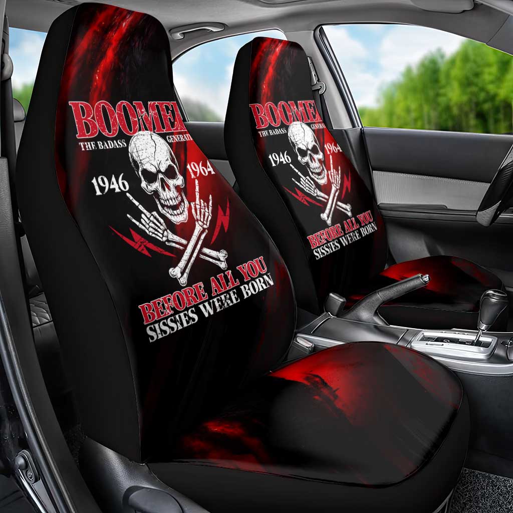 Boomer Generation Car Seat Cover with Skull Crossbones and Grunge Streak Pattern