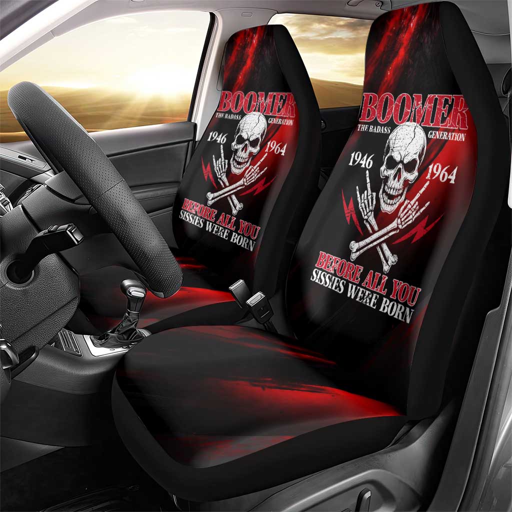 Boomer Generation Car Seat Cover with Skull Crossbones and Grunge Streak Pattern
