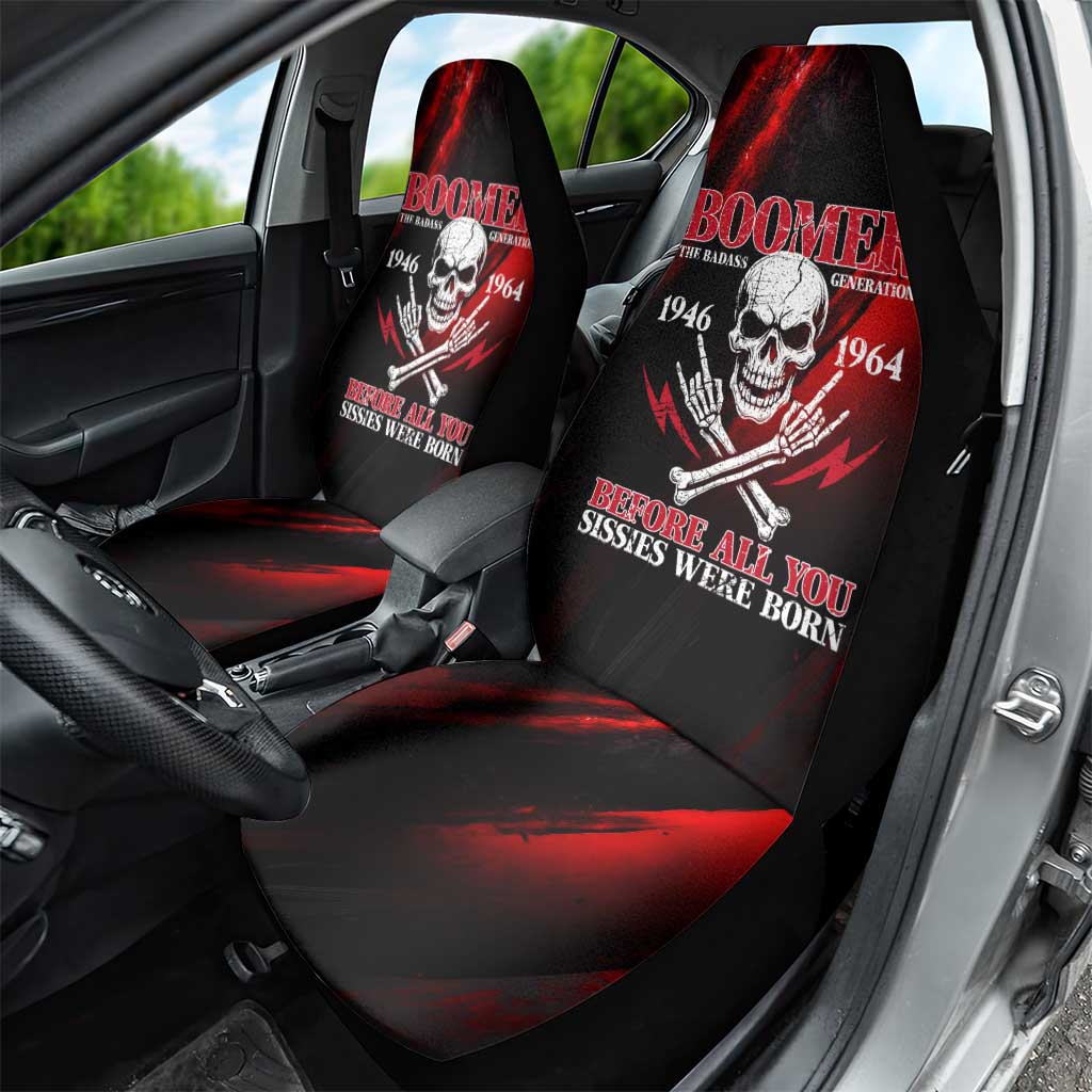 Boomer Generation Car Seat Cover with Skull Crossbones and Grunge Streak Pattern