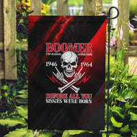 Boomer Generation Garden Flag with Skull Crossbones and Grunge Streak Pattern
