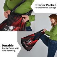 Boomer Generation Grocery Bag with Skull Crossbones and Grunge Streak Pattern