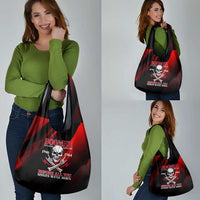 Boomer Generation Grocery Bag with Skull Crossbones and Grunge Streak Pattern