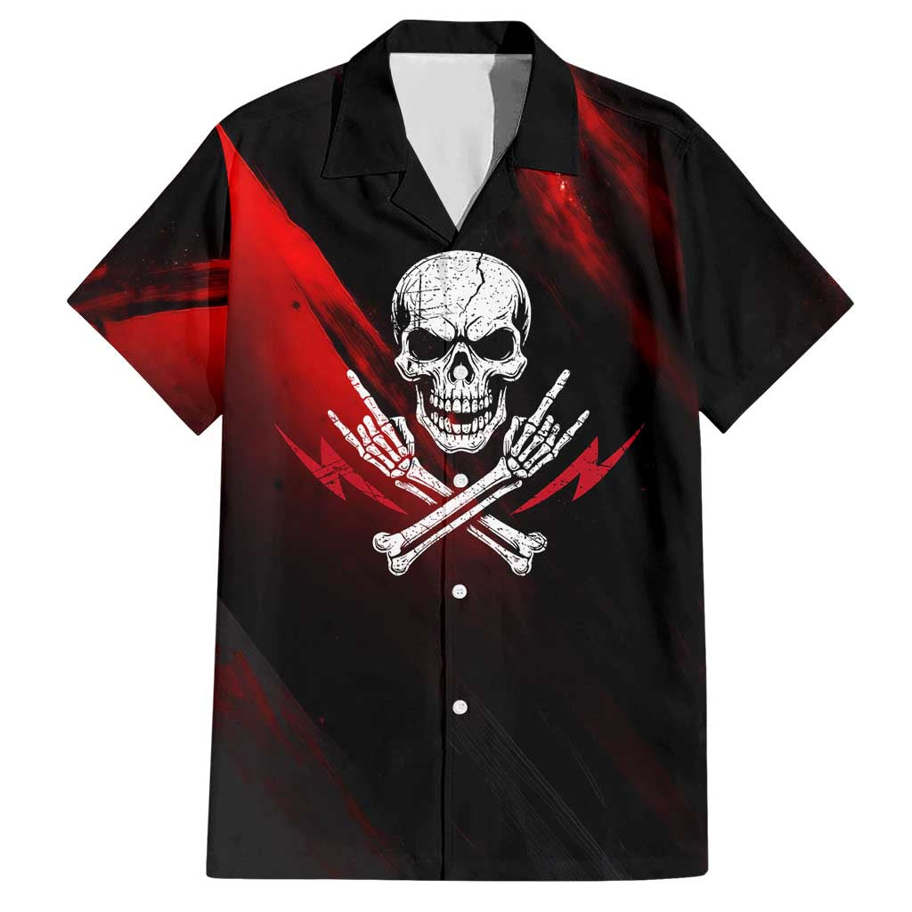 Boomer Generation Hawaiian Shirt with Skull Crossbones and Grunge Streak Pattern