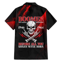 Boomer Generation Hawaiian Shirt with Skull Crossbones and Grunge Streak Pattern