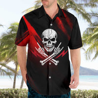 Boomer Generation Hawaiian Shirt with Skull Crossbones and Grunge Streak Pattern