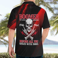 Boomer Generation Hawaiian Shirt with Skull Crossbones and Grunge Streak Pattern
