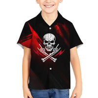 Boomer Generation Hawaiian Shirt with Skull Crossbones and Grunge Streak Pattern