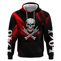Boomer Generation Hoodie with Skull Crossbones and Grunge Streak Pattern