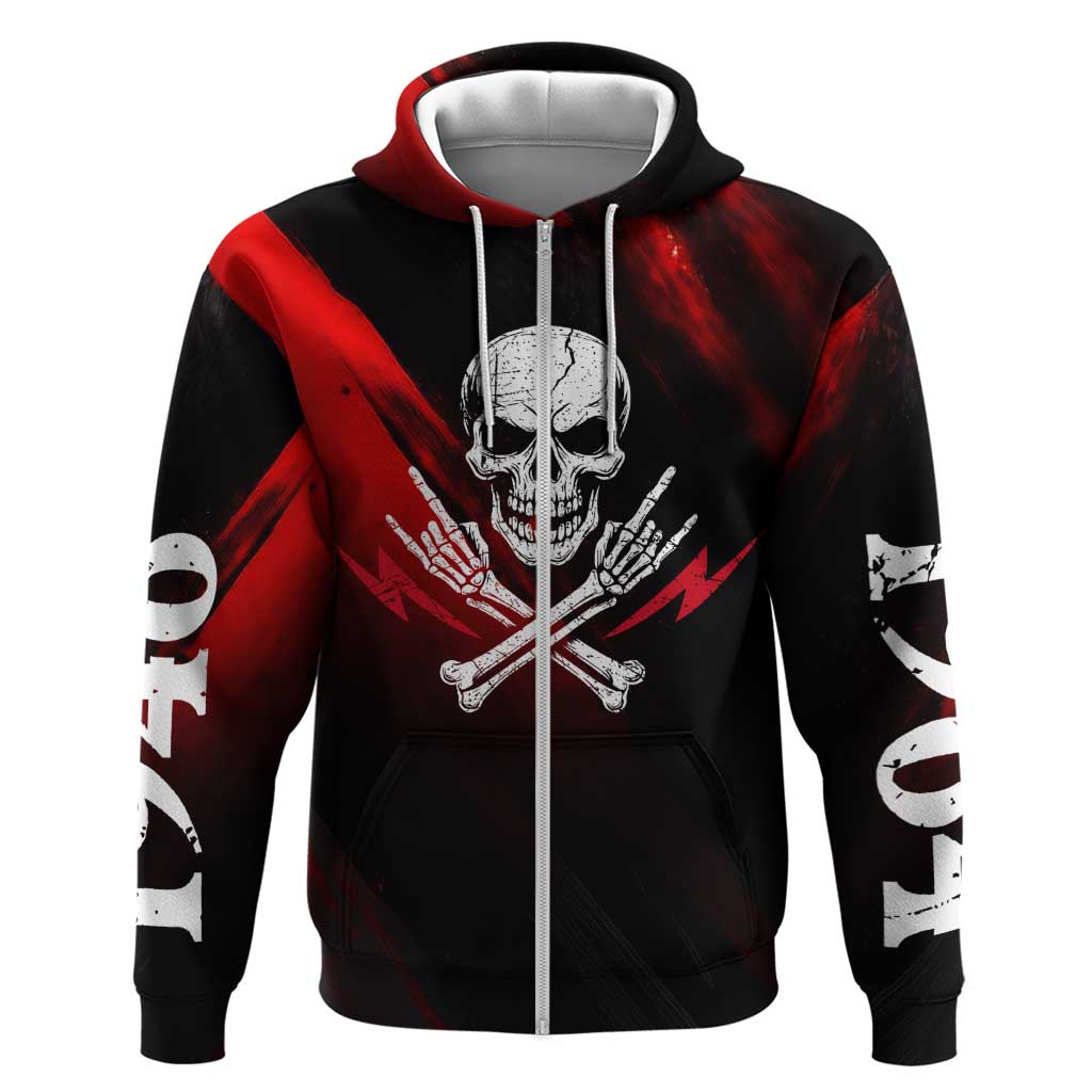 Boomer Generation Hoodie with Skull Crossbones and Grunge Streak Pattern